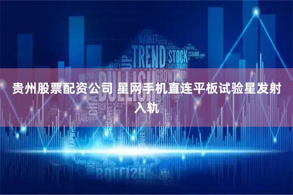 贵州股票配资公司 星网手机直连平板试验星发射入轨